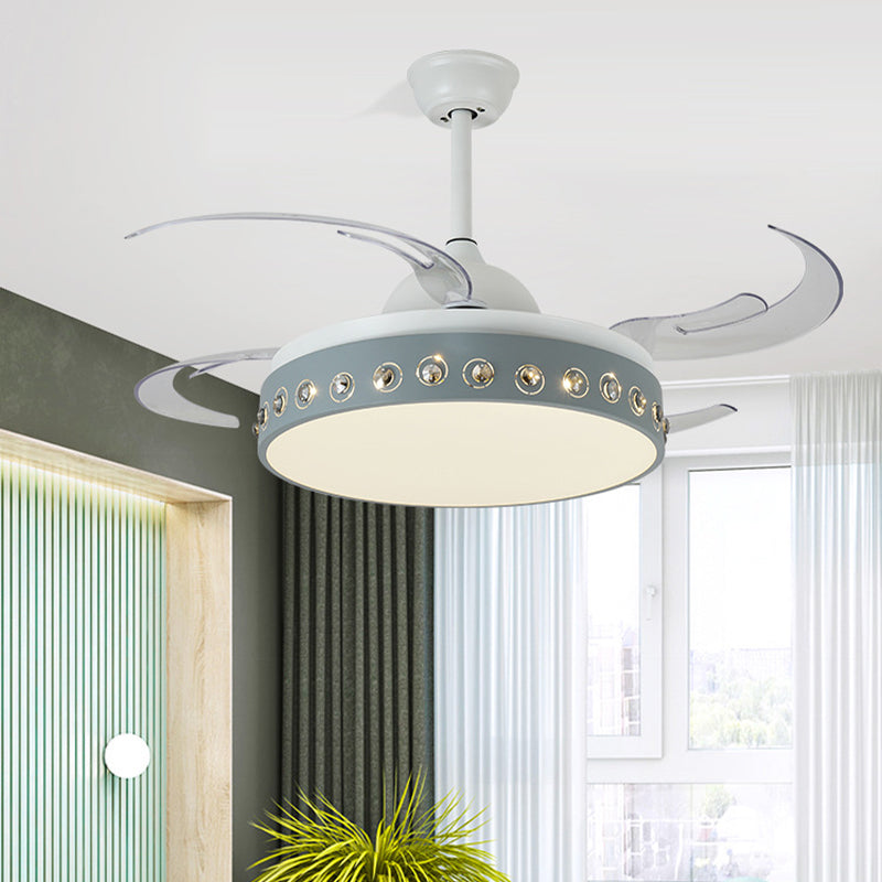 Kristal kralen LED Semi Mount Light Noordse stijl 8 Blade blauw en witte plafondbevestiging