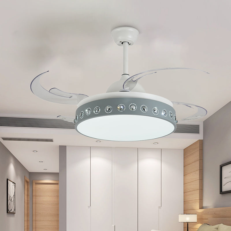 Kristal kralen LED Semi Mount Light Noordse stijl 8 Blade blauw en witte plafondbevestiging