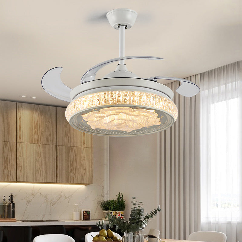 Luce ventola del soffitto bianco rosa semplice LED LED CRYSTAL SEMI FLUSH LAMPORE MONTRO CON CONTROLLO REMOTO/CONTROLLO DELLA parete/Remoto+Controllo della parete