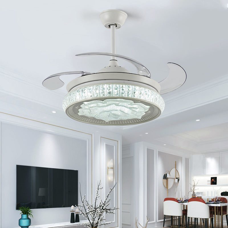 Luce ventola del soffitto bianco rosa semplice LED LED CRYSTAL SEMI FLUSH LAMPORE MONTRO CON CONTROLLO REMOTO/CONTROLLO DELLA parete/Remoto+Controllo della parete