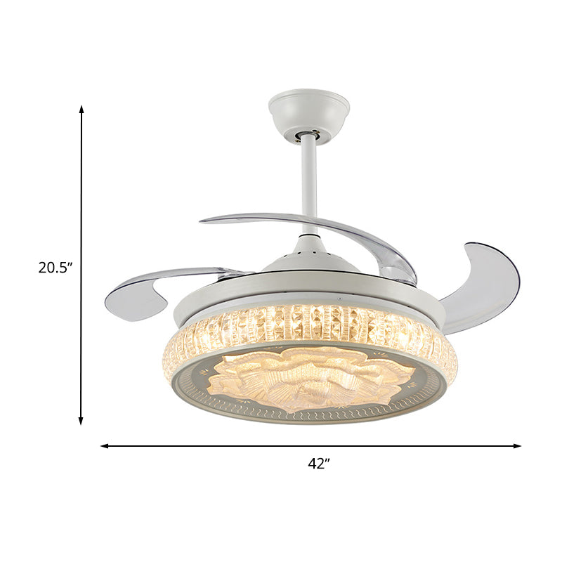 Luce ventola del soffitto bianco rosa semplice LED LED CRYSTAL SEMI FLUSH LAMPORE MONTRO CON CONTROLLO REMOTO/CONTROLLO DELLA parete/Remoto+Controllo della parete