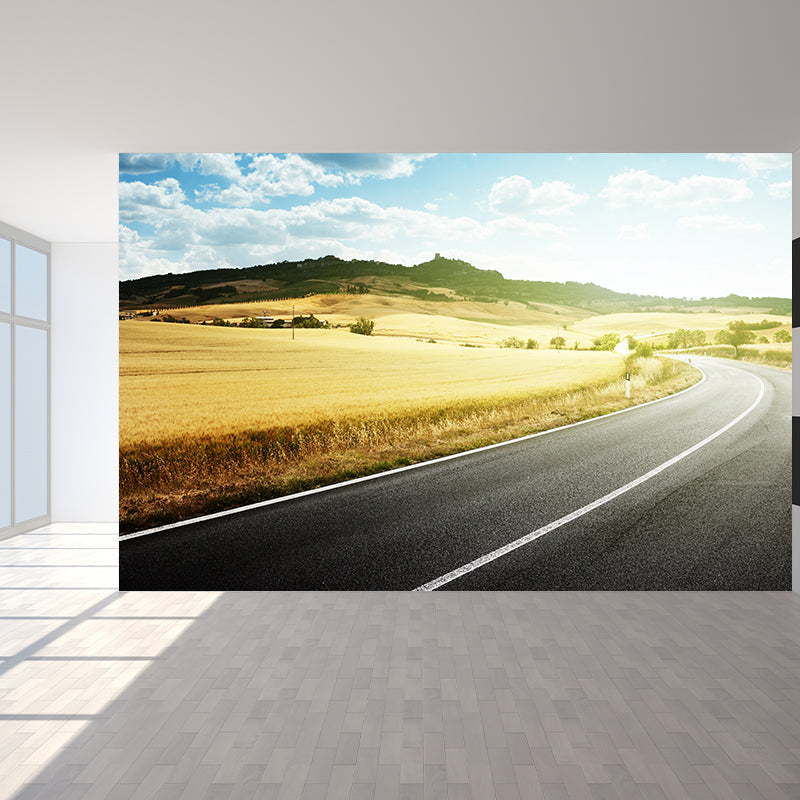 Quiet Roadway Scenery Mural Decal for Dining Room Summer Wall Covering, Customised