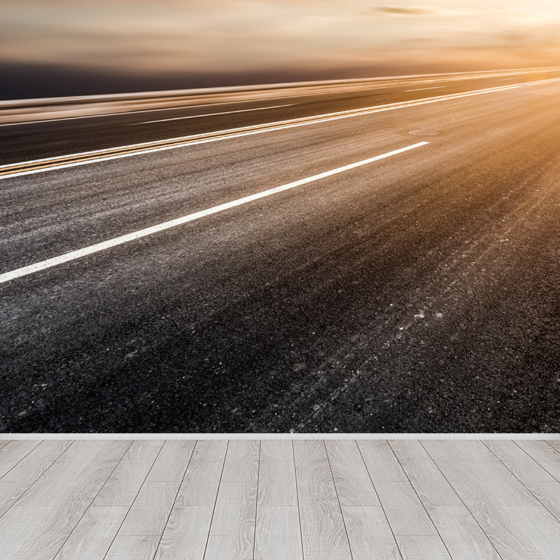 Photography Highway Wall Mural for Living Room, Light Color, Custom Size Available