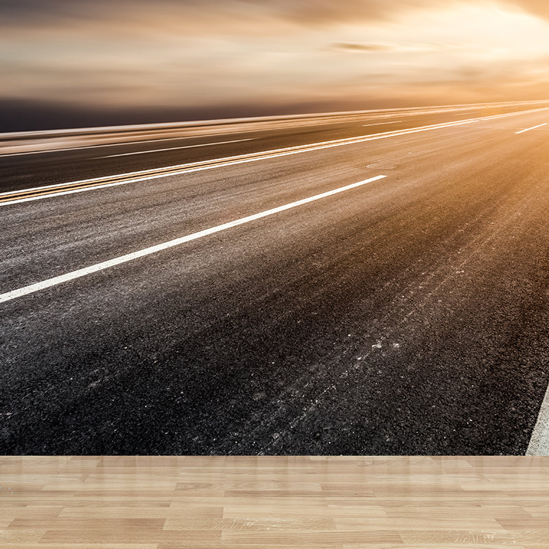 Photography Highway Wall Mural for Living Room, Light Color, Custom Size Available