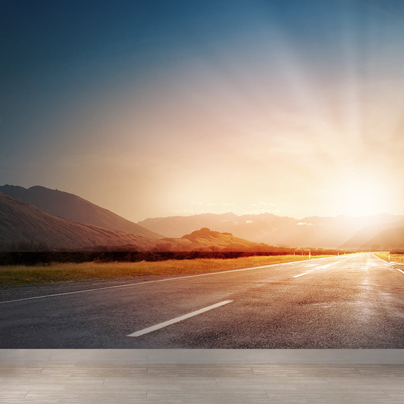 Photography Highway Wall Mural for Living Room, Light Color, Custom Size Available