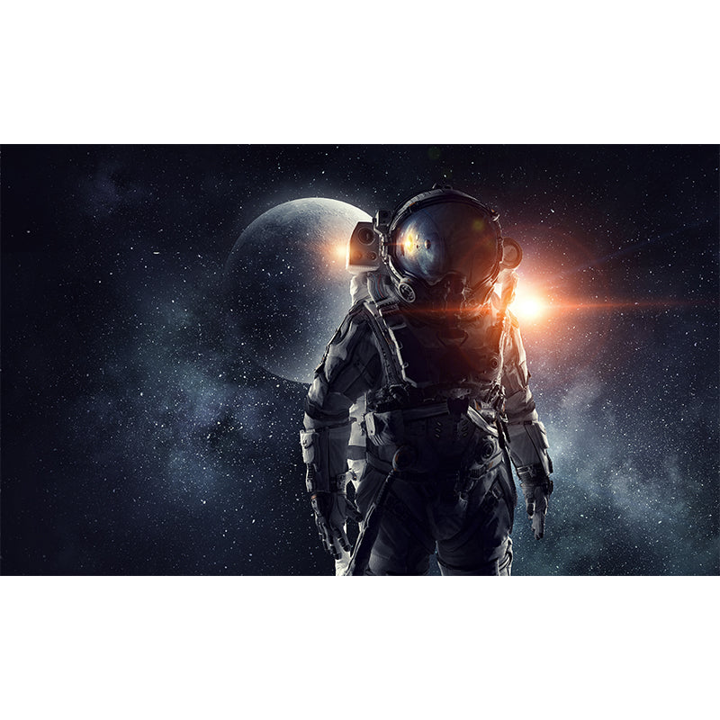 Giant Futuristic Mural Decal in Blue Astronaut Scenery Wall Decor, Custom Printed