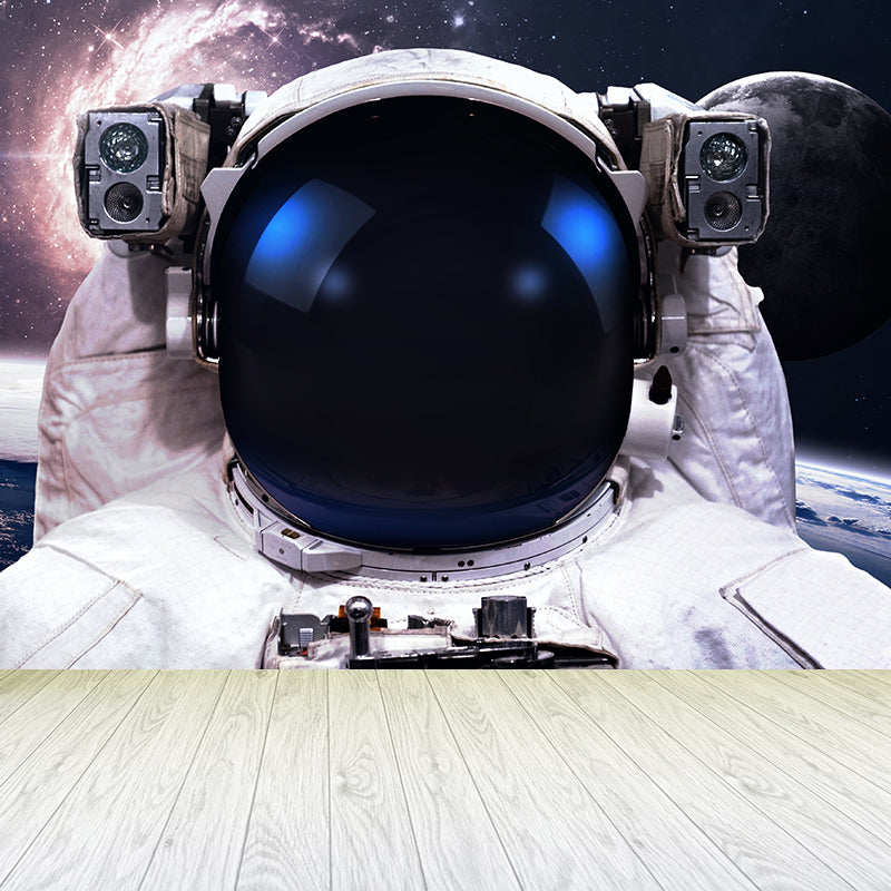 Black Stars and Astronaut Mural Wallpaper for Decoration Sci-Fi Living Room Wall Art