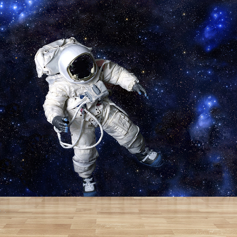 Black Stars and Astronaut Mural Wallpaper for Decoration Sci-Fi Living Room Wall Art