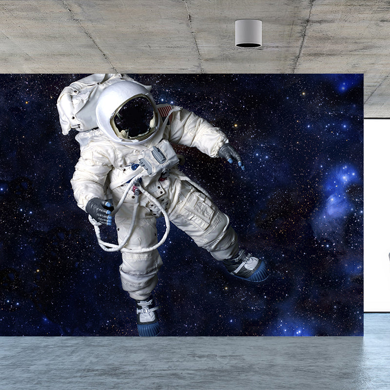 Black Stars and Astronaut Mural Wallpaper for Decoration Sci-Fi Living Room Wall Art