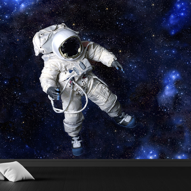 Black Stars and Astronaut Mural Wallpaper for Decoration Sci-Fi Living Room Wall Art
