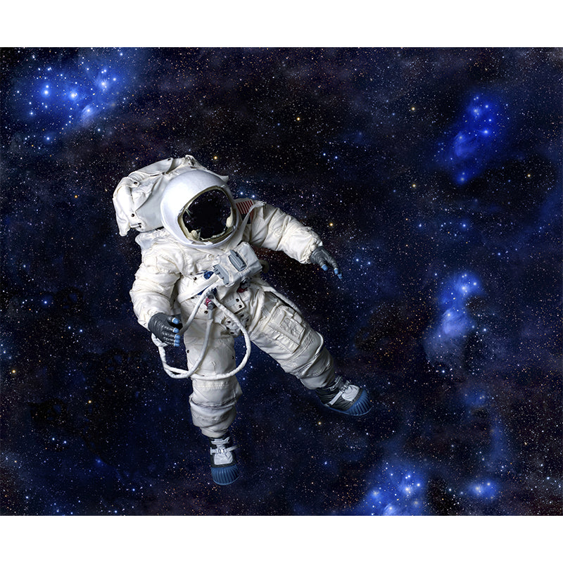 Black Stars and Astronaut Mural Wallpaper for Decoration Sci-Fi Living Room Wall Art