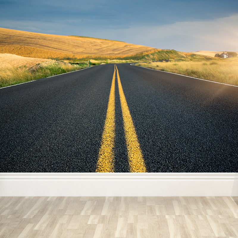 Contemporary Road Mural Decal Light Color Waterproofing Wall Covering for Living Room