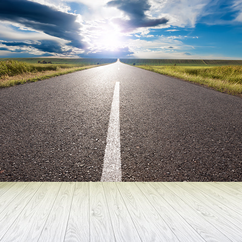 Contemporary Road Mural Decal Light Color Waterproofing Wall Covering for Living Room