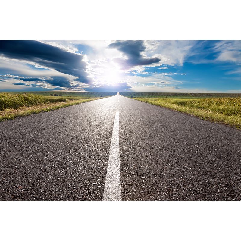 Contemporary Road Mural Decal Light Color Waterproofing Wall Covering for Living Room