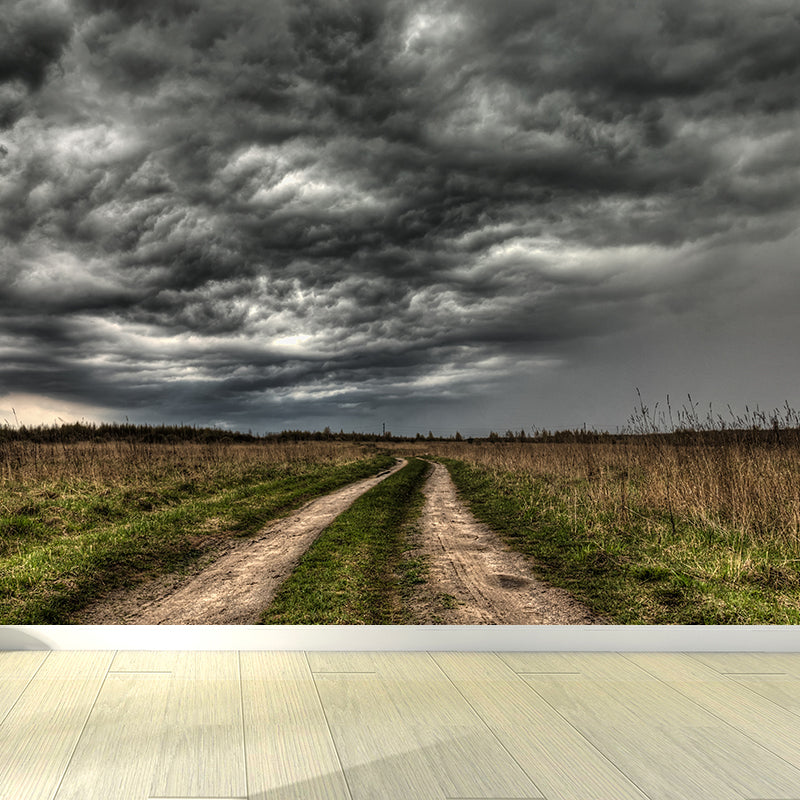 Giant Contemporary Wall Mural in Light Color Road and Sky Wall Decor, Custom Printed