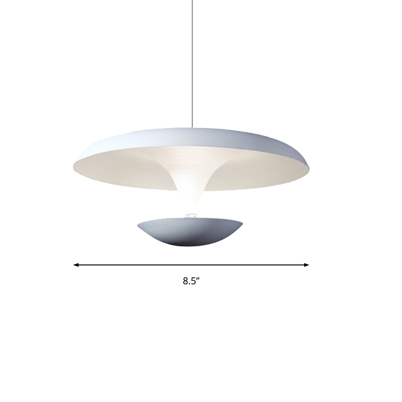 Luz de colgante de disco blanco lámpara de estar de sala de estar de metal creativo moderno, 8.5 "/19.5" de ancho