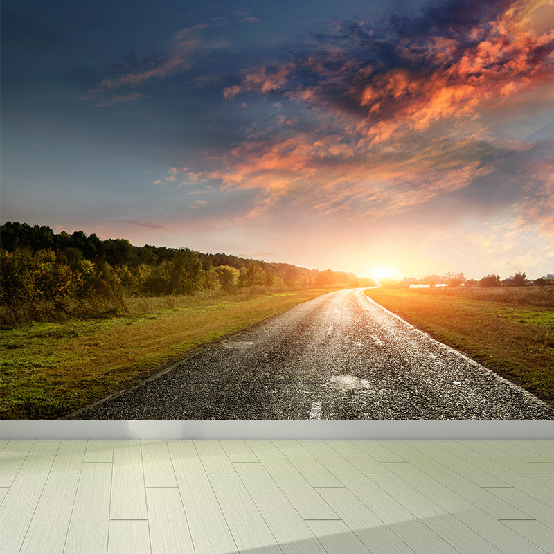 Giant Contemporary Wall Mural in Light Color Road and Sky Wall Decor, Custom Printed