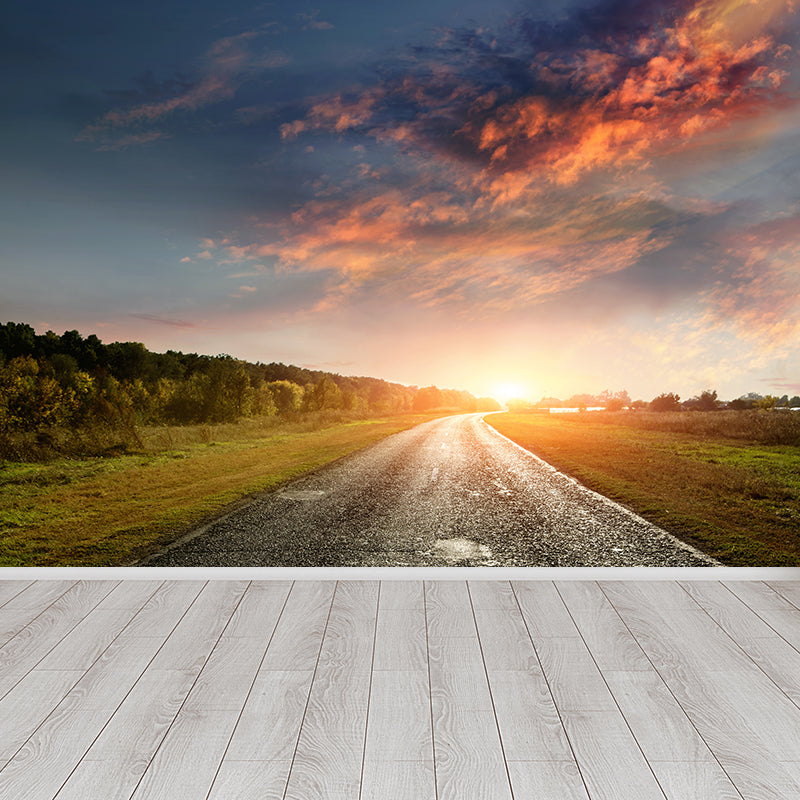 Giant Contemporary Wall Mural in Light Color Road and Sky Wall Decor, Custom Printed