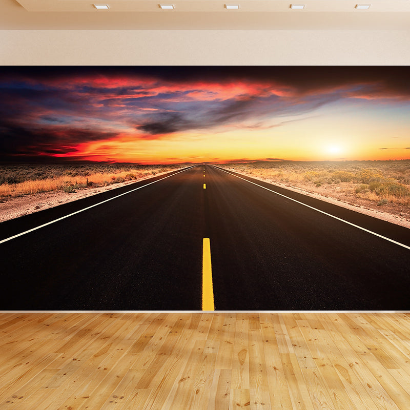 Modern Express Way Mural Non-Woven Stain Resistant Light Color Wall Art for Living Room