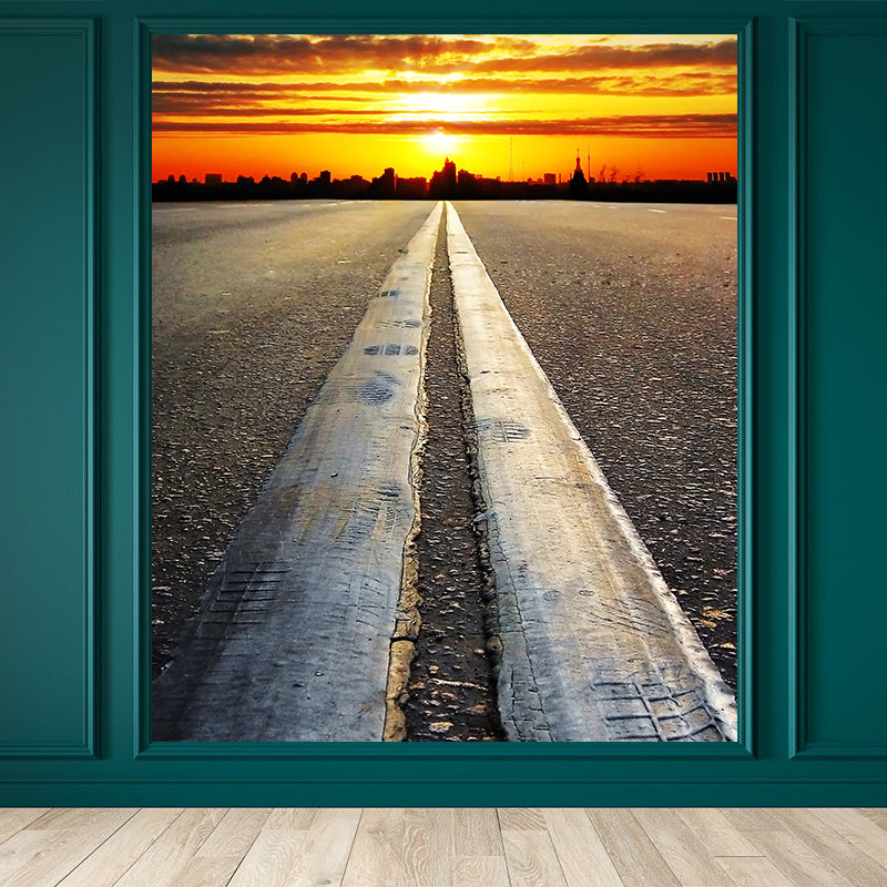 Modern Express Way Mural Non-Woven Stain Resistant Light Color Wall Art for Living Room