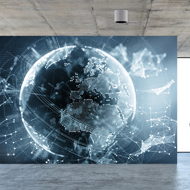 Illustration Style Abstract Mural Decal for Living Room, Dark Color, Personalise