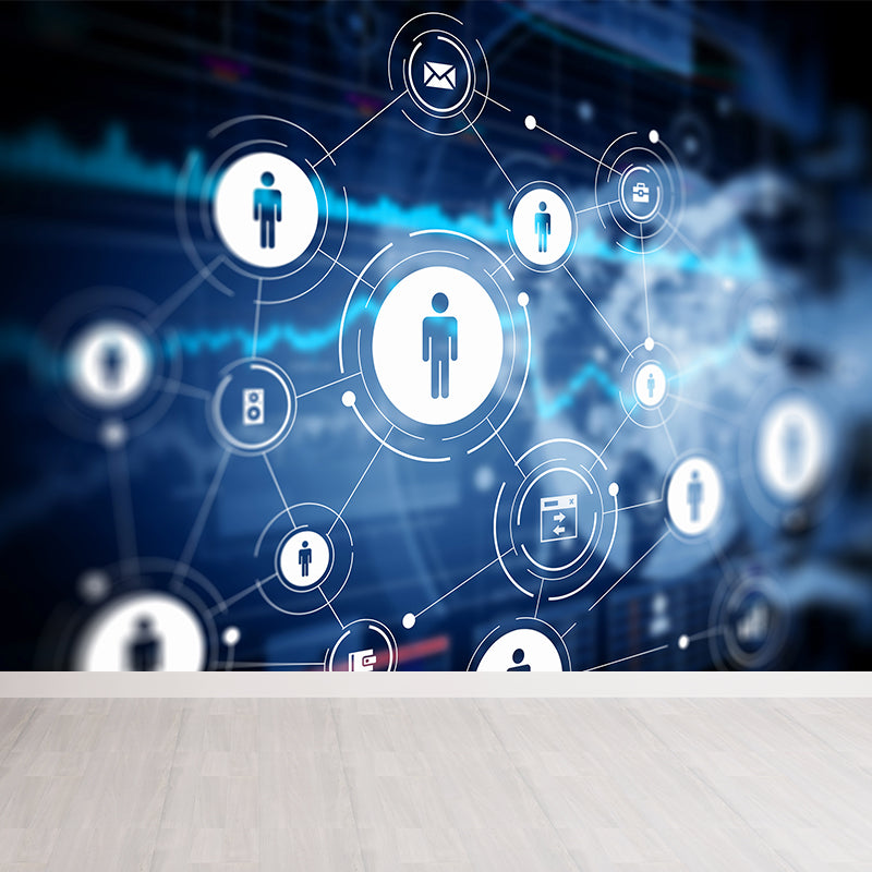 Illustration Style Abstract Mural Decal for Living Room, Dark Color, Personalise