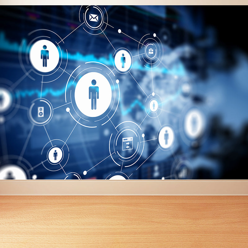 Illustration Style Abstract Mural Decal for Living Room, Dark Color, Personalise