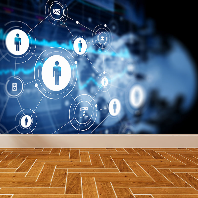 Illustration Style Abstract Mural Decal for Living Room, Dark Color, Personalise