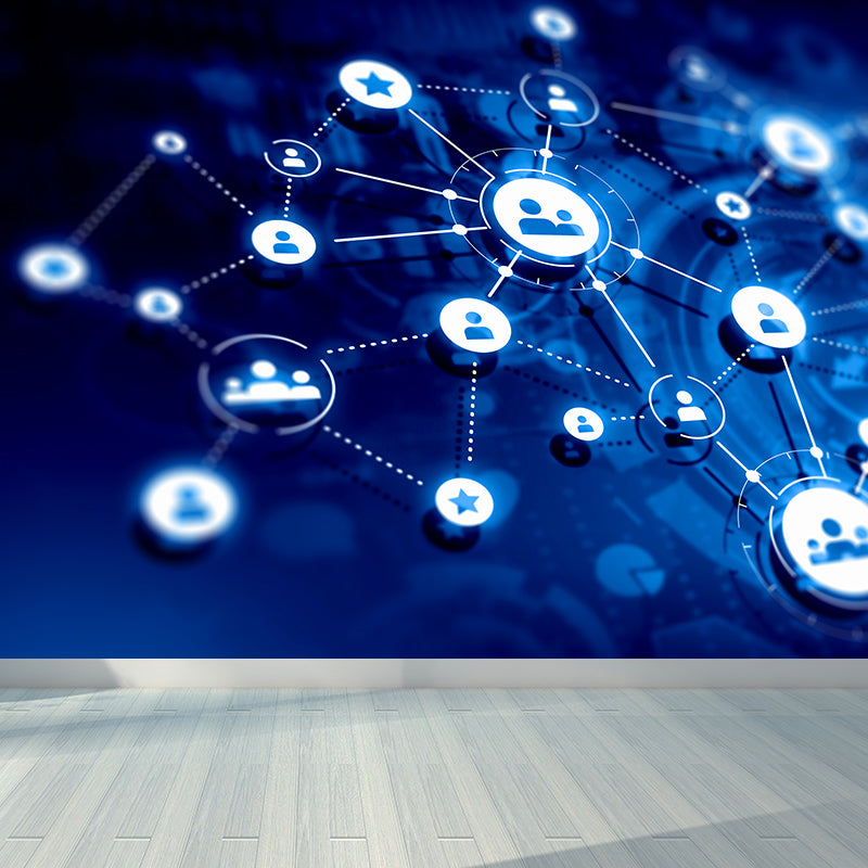 Illustration Style Abstract Mural Decal for Living Room, Dark Color, Personalise