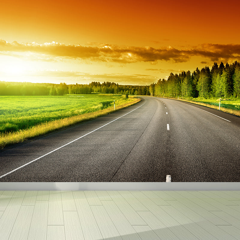 Stain-Proof Highway Wall Mural Non-Woven Texture Modern Wall Decor for Girls Room