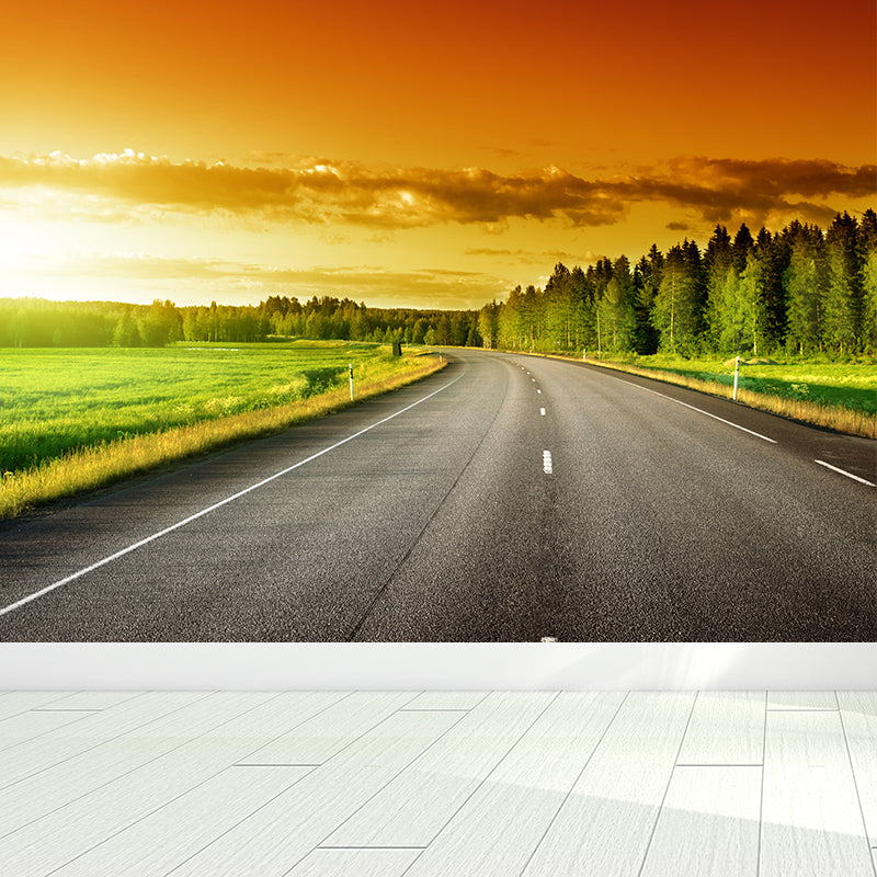 Stain-Proof Highway Wall Mural Non-Woven Texture Modern Wall Decor for Girls Room