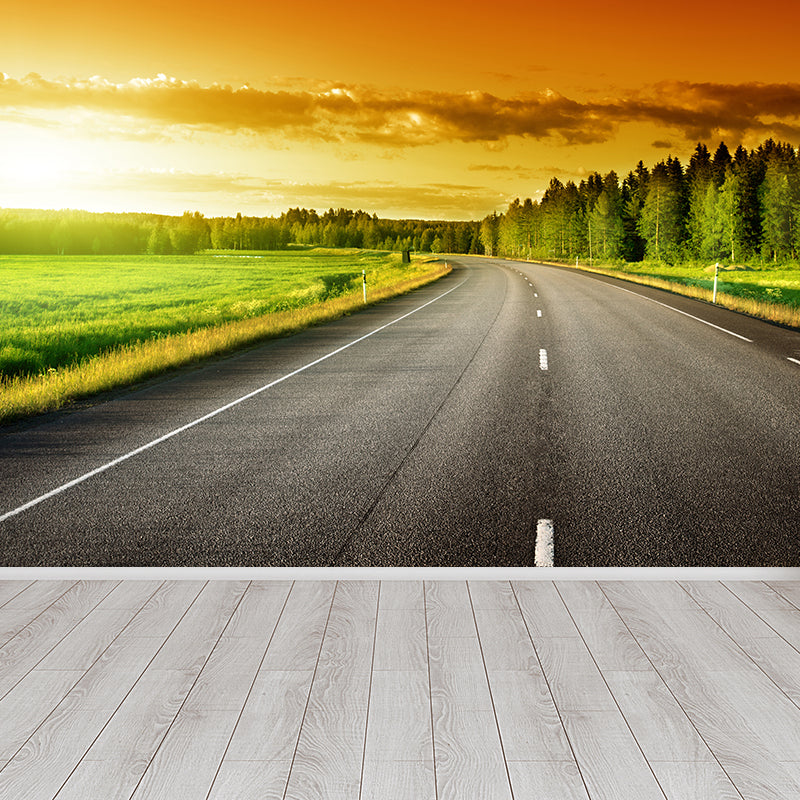 Stain-Proof Highway Wall Mural Non-Woven Texture Modern Wall Decor for Girls Room