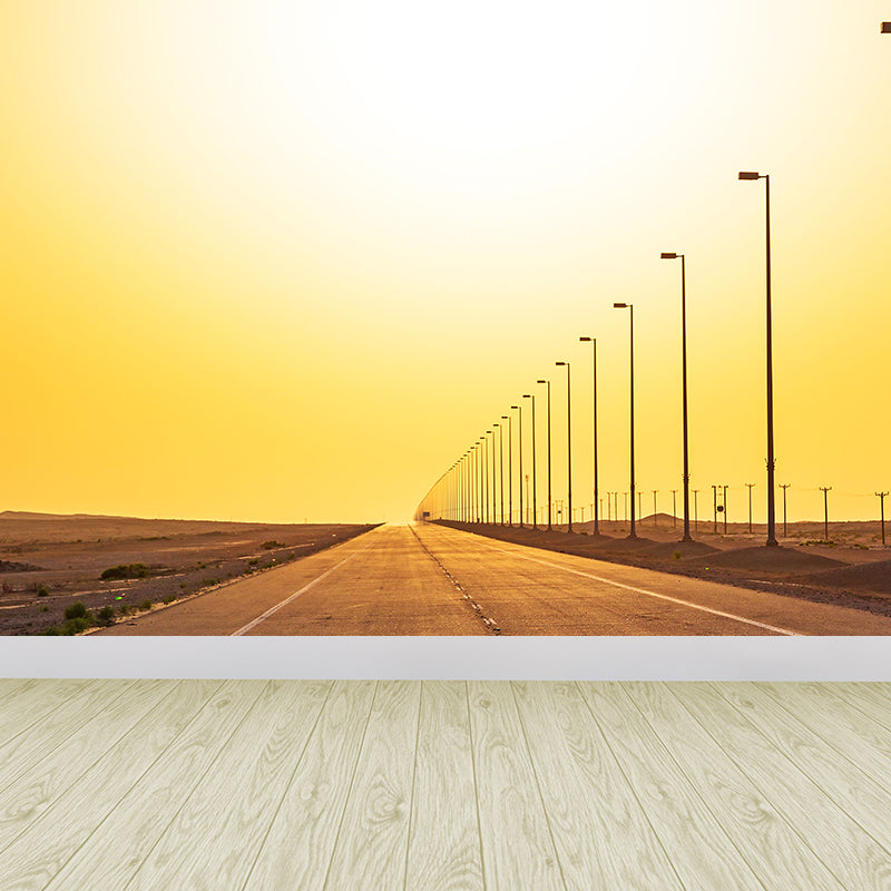 Highway Mural Wallpaper Light Color Contemporary Wall Covering for Girls Bedroom