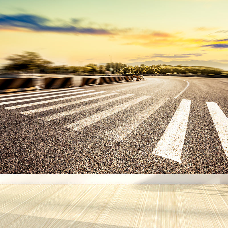 Highway Mural Wallpaper Light Color Contemporary Wall Covering for Girls Bedroom