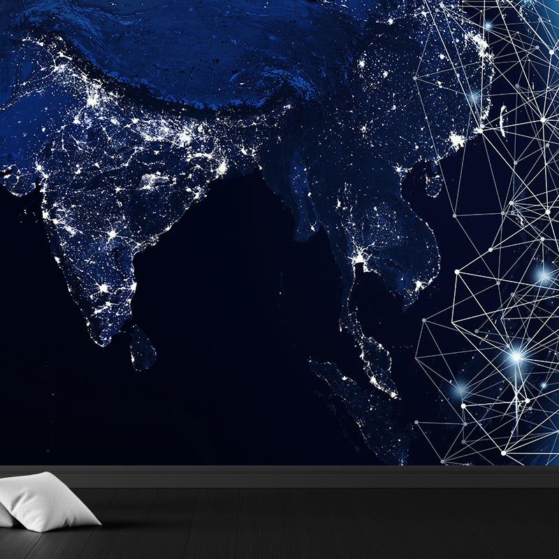 Modern Abstract Mural Decal Dark Color Water Resistant Wall Covering for Bathroom