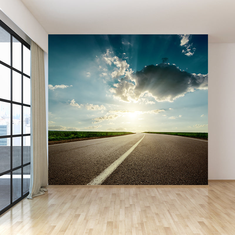 Road Wall Mural Modern Decorative Living Room Wall Covering, Custom Size Available