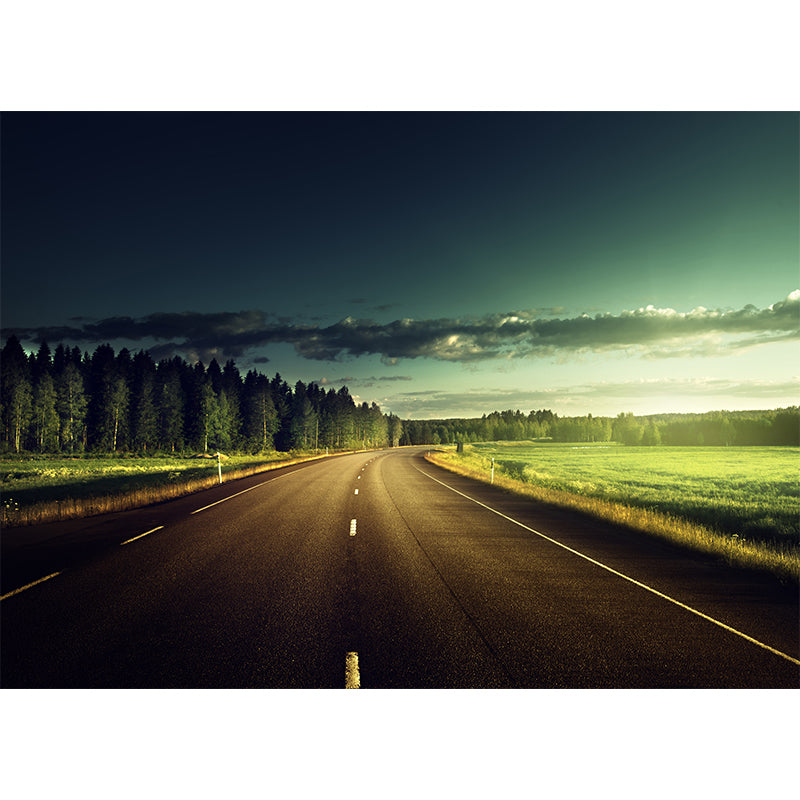 Soft Color Highway Mural Decal Moisture Resistant Contemporary Bathroom Wall Covering