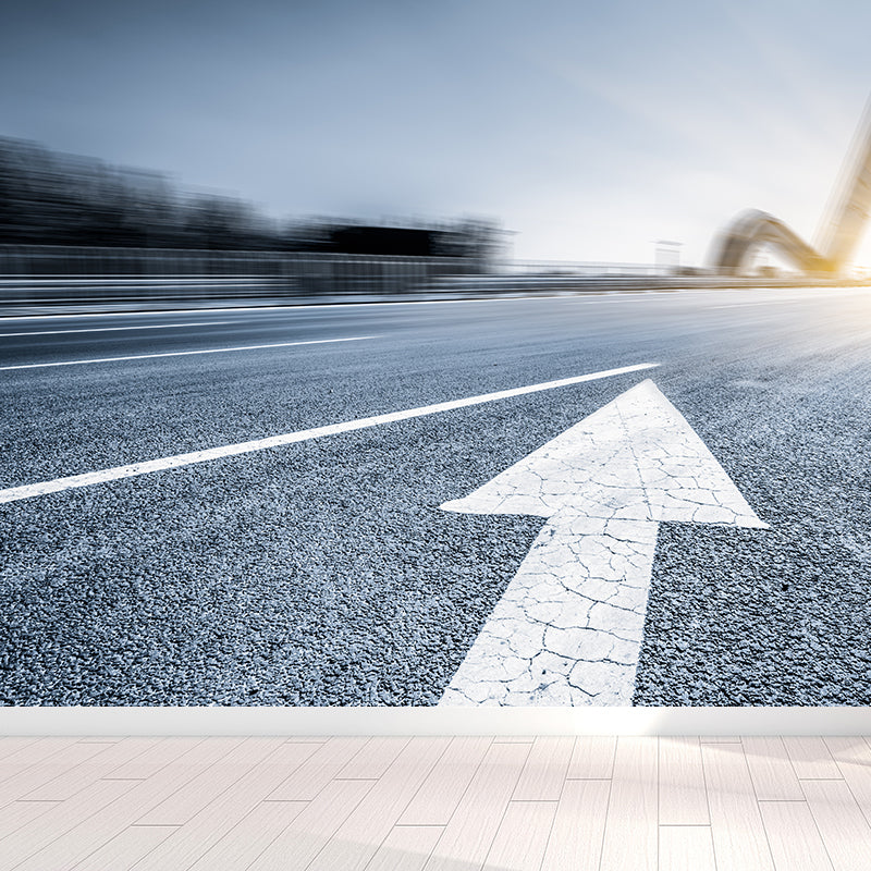 Photograph Style Morning Road Mural Giant Wall Covering for Dining Room, Made to Measure