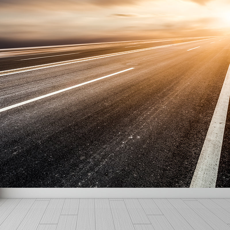 Photograph Style Morning Road Mural Giant Wall Covering for Dining Room, Made to Measure