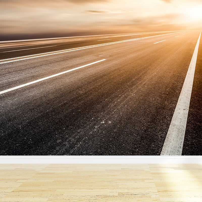 Photograph Style Morning Road Mural Giant Wall Covering for Dining Room, Made to Measure