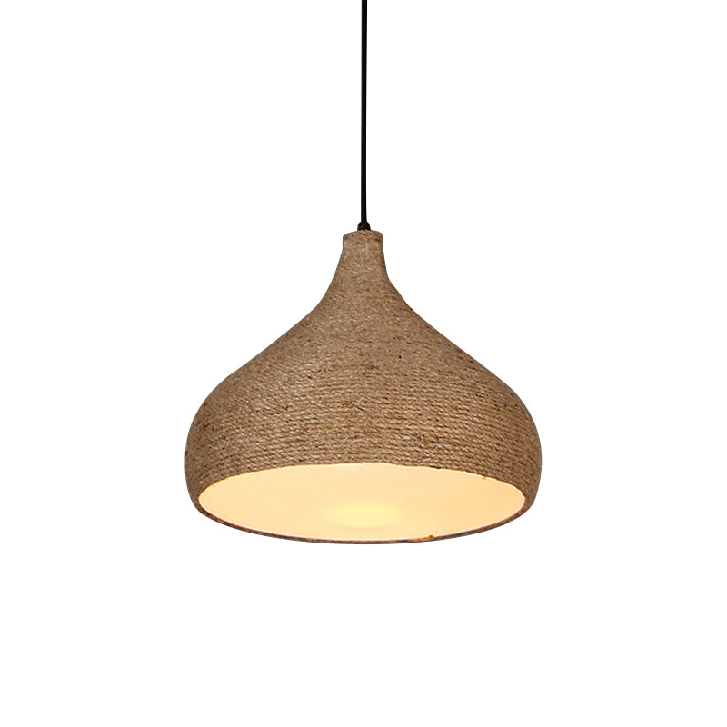 Hanf Seil Tränenheizheize Licht Lodge Stilvolle 1 Glühbirnen -Wohnzimmer -Federung Lampe in Beige
