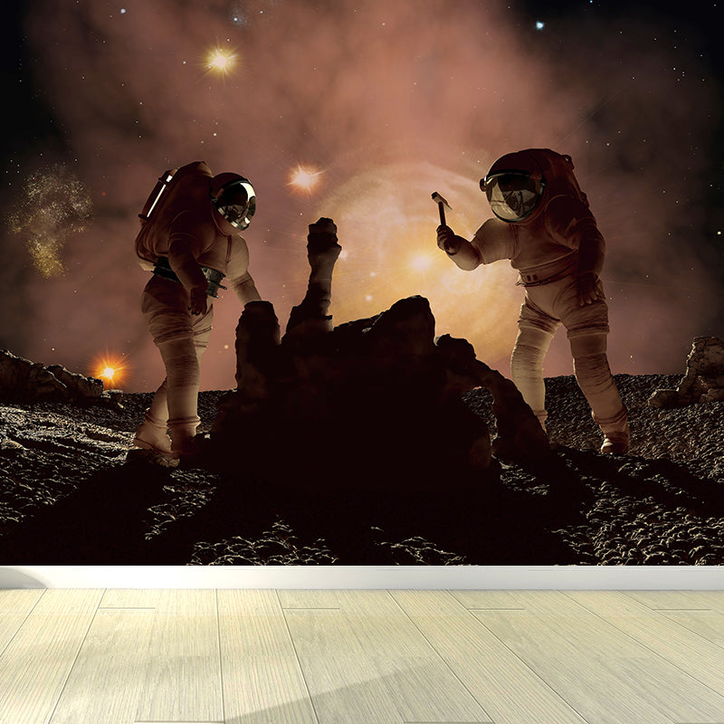 Photography Earth and Astronaut Mural Giant Wall Covering for Dining Room, Custom