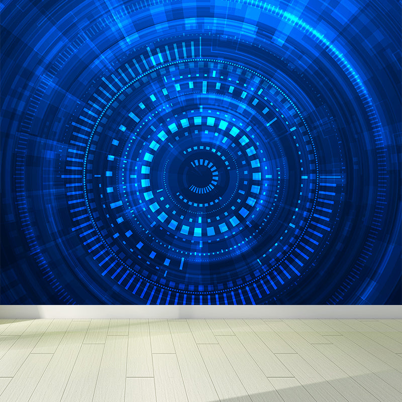 Abstract Pattern Mural Wallpaper Modern Non-Woven Texture Wall Covering in Dark Blue