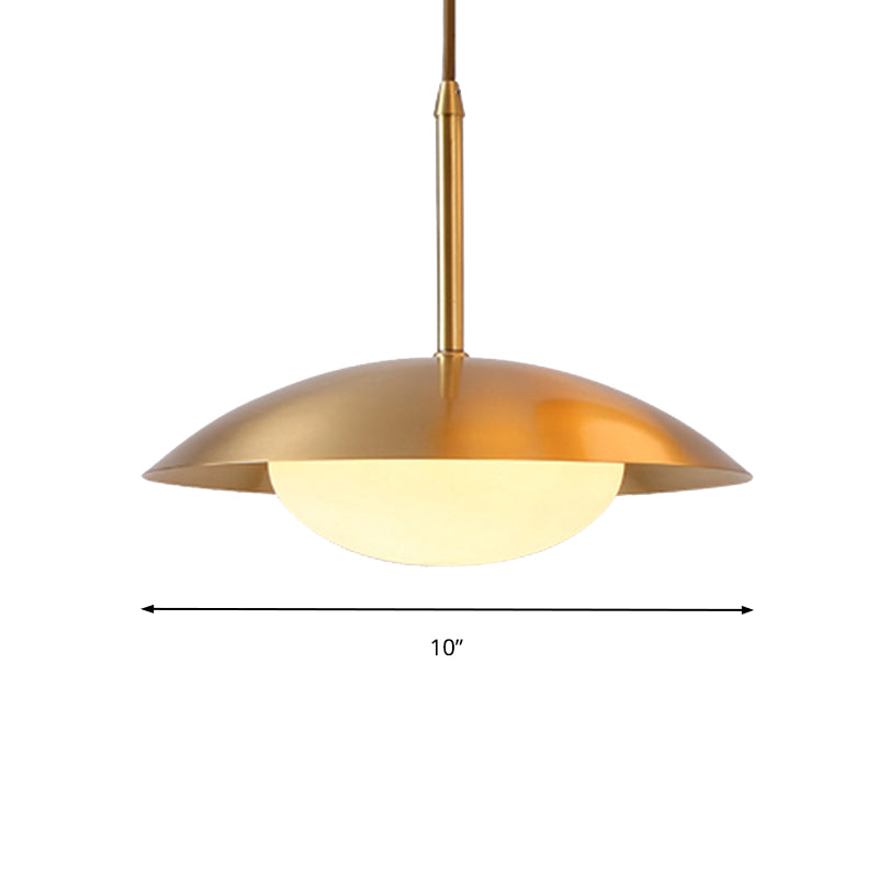 Hemisphere Metal Hanging Light mit Glasschatten einfacher Stil goldener einzelner Kopf Anhänger Licht für Esszimmer