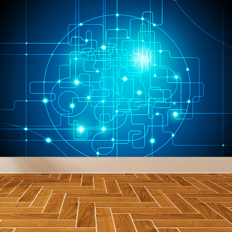 Abstract Pattern Mural Wallpaper Modern Non-Woven Texture Wall Covering in Dark Blue