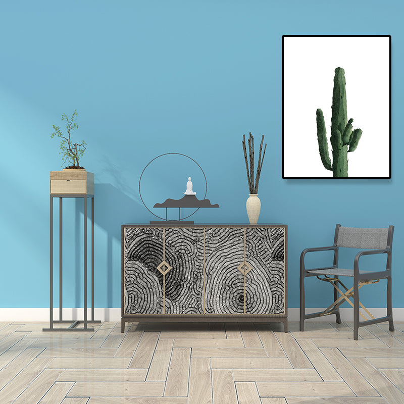 Tropical Plant Cactus Wall Art Green Textured Surface Canvas Print for Sitting Room