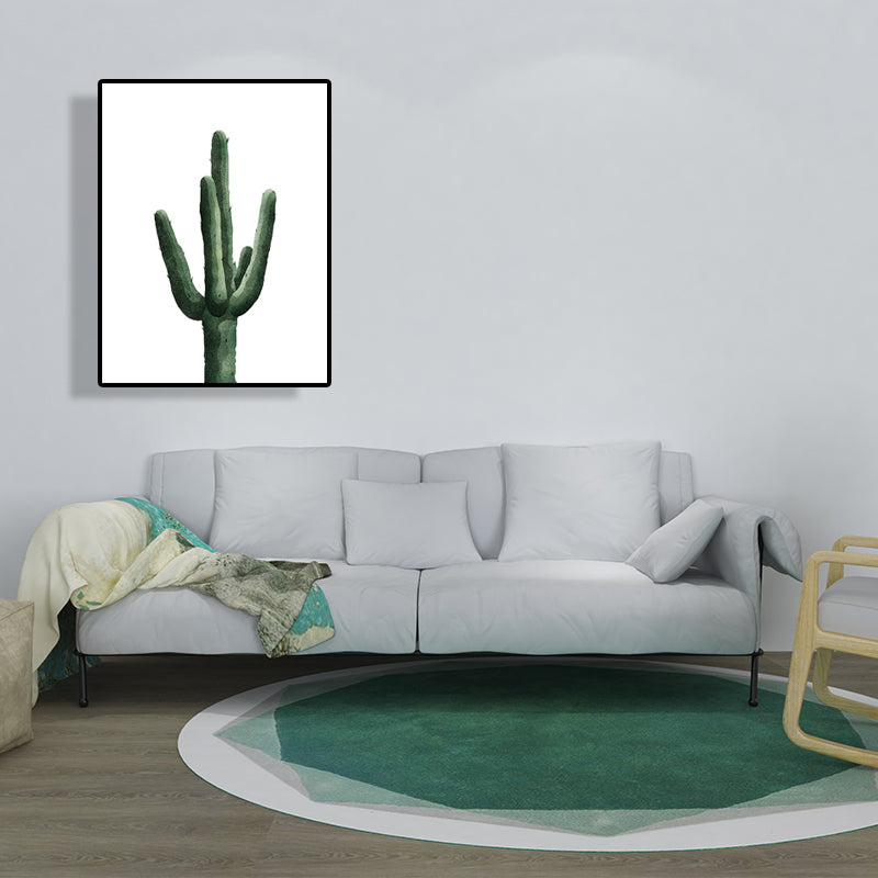 Tropical Plant Cactus Wall Art Green Textured Surface Canvas Print for Sitting Room