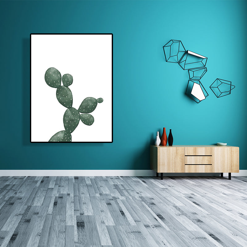 Tropical Plant Cactus Wall Art Green Textured Surface Canvas Print for Sitting Room