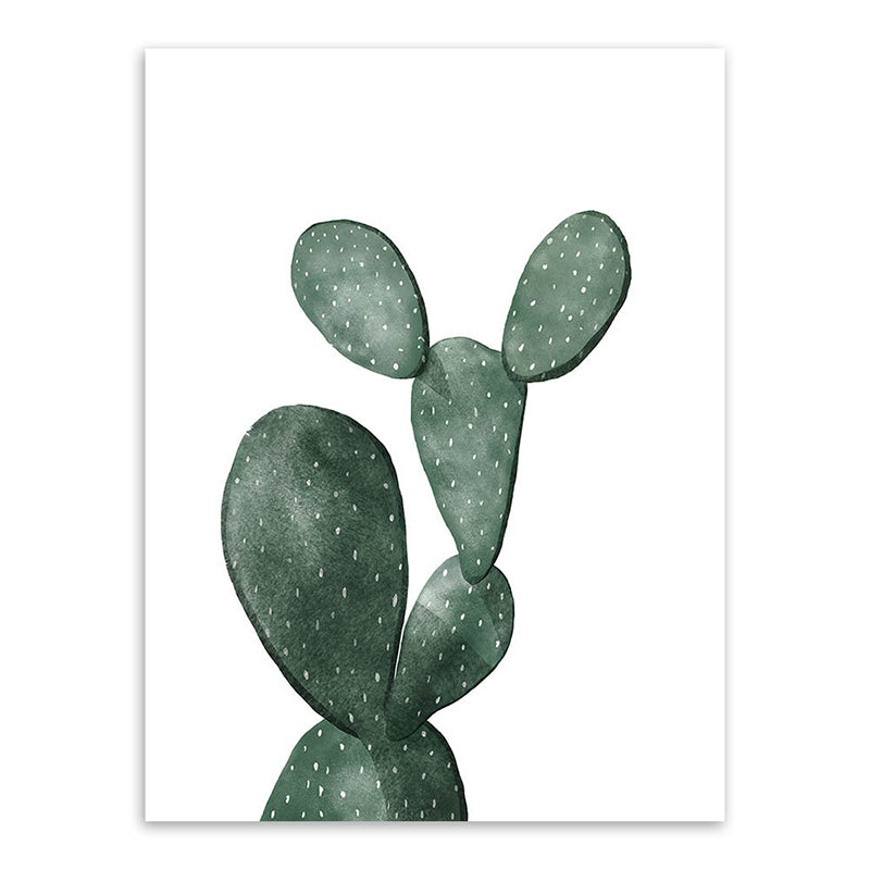 Tropical Plant Cactus Wall Art Green Textured Surface Canvas Print for Sitting Room