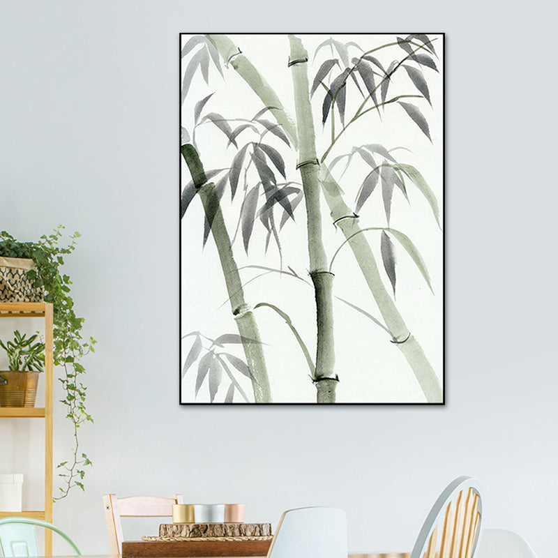 Chinese Bamboo Painting Wall Decor Canvas Textured Green Wall Art for Living Room